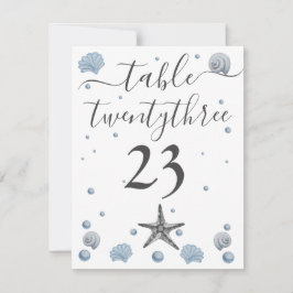 Gray Starfish Blue Shells Beach Weddenschap Bedankkaart