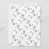 Gray Starfish Blue Shells Beach Weddenschap Kaart (Achterkant)