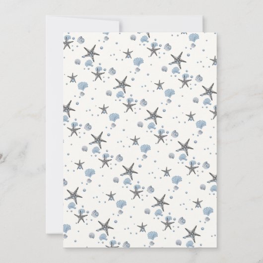 Gray Starfish Blue Shells Beach Weddenschap Kaart (Achterkant)