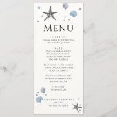 Gray Starfish Blue Shells Beach Wedding, menu (Voorkant)