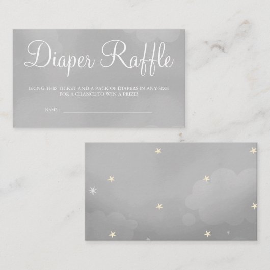 Gray Starry Sky Diaper Raffle Card Tickets Informatiekaartje (Voorkant / Achterkant)