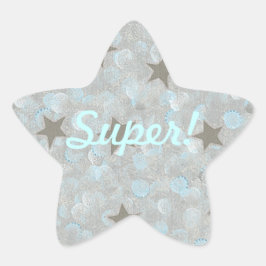 Gray Stars Blue Silver Bubbles Super Stickers