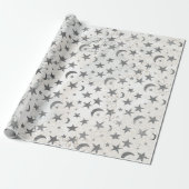 Gray Stars Moon Gold Sky Galaxy White Grey Marble Cadeaupapier (Uitgerold)
