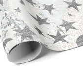 Gray Stars Moon Gold Sky Galaxy White Grey Marble Cadeaupapier (Rol Hoek)