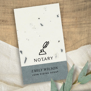 GRAY STONE GLAZED SPECKLED FEATHER NIB NOTARY VISITEKAARTJE