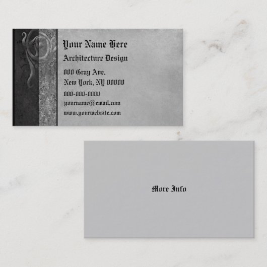 Gray Stone Gothic Scroll Visitekaartje (Voorkant / Achterkant)