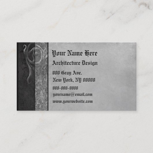 Gray Stone Gothic Scroll Visitekaartje (Voorkant)