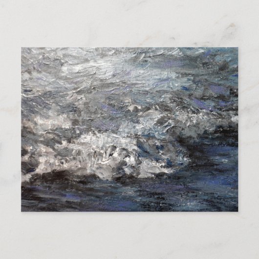 Gray Stormy Beach Painage Ocean Waves Briefkaart (Voorkant)
