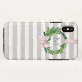 Gray stripe kerstboommonogram Case-Mate iPhone case (Achterkant (horizontaal))