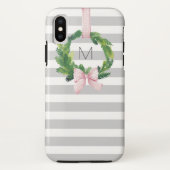 Gray stripe kerstboommonogram Case-Mate iPhone case (Achterkant)