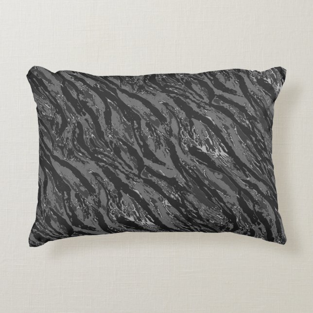 Gray Striped Camo Decoratief Kussen (Voorkant)