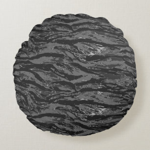 Gray Striped Camo Rond Kussen
