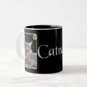 Gray Striped Kat Art "Catnap" Tweekleurige Koffiemok (Voorkant links)