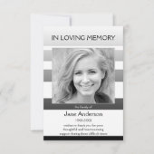 Gray Striped Sympathie Funeral Foto bedankt (Voorkant)