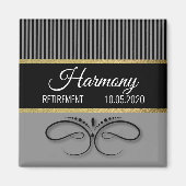 Gray Stripes and Butterfly Scroll - Gold Foil Magneet (Voorkant)