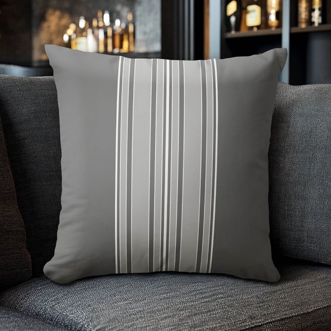 Gray Stripes Center - Modern Vibe KAN kleur bewerk Kussen (Modern Stripe Pillow)