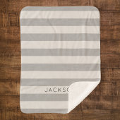 Gray Stripes Naam Monogram | Moderne bosbouw Sherpa Deken