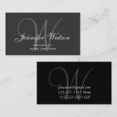 Gray Stylish Monogram Mammie Calling Card Contactkaartje (Voorkant / Achterkant)