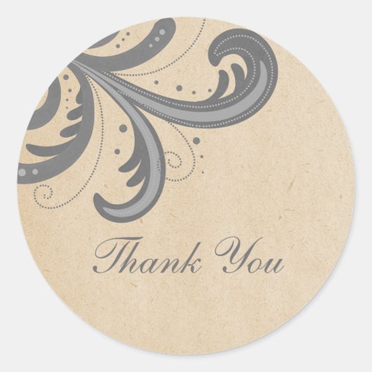 Gray Stylish Swirls Dank je Stickers (Voorkant)