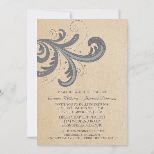 Gray Stylish Wedding Invite Kaart (Voorkant)