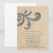 Gray Stylish Wedding Invite Kaart (Voorkant / Achterkant)