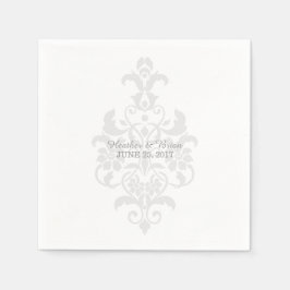 Gray Subtle Damask Paper Napkins Servetten