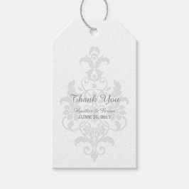 Gray Subtle Damask Wedding Gift Labels Cadeaulabel