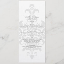 Gray Subtle Damask Wedding Menu