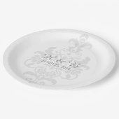 Gray Subtle Damask Wedding Paper-Borden Papieren Bordje (Gekanteld)