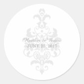 Gray Subtle Damask Wedding Stickers (Voorkant)