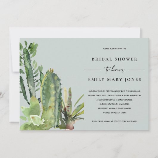 GRAY SUCCULENT DESERT CACTI FAUNA VRIJGEZELLENFEES KAART (Voorkant)