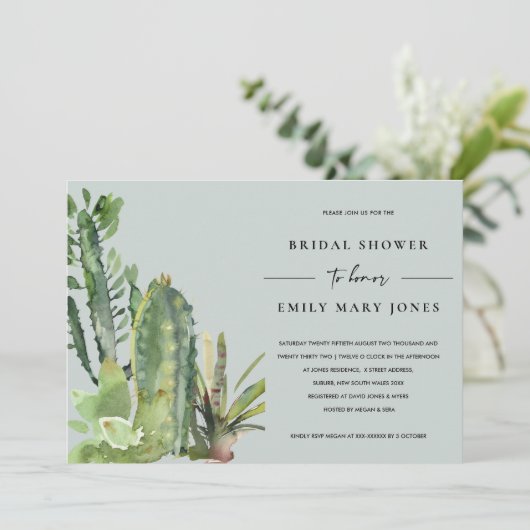 GRAY SUCCULENT DESERT CACTI FAUNA VRIJGEZELLENFEES KAART (Staand voorkant)