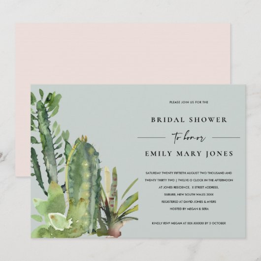 GRAY SUCCULENT DESERT CACTI FAUNA VRIJGEZELLENFEES KAART (Voorkant / Achterkant)