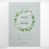 GRAY SUCCULENT WREATH FOLIAGE WATERVERF WEDING DRIELUIK UITNODIGING (Binnenkant midden)