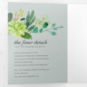 GRAY SUCCULENT WREATH FOLIAGE WATERVERF WEDING DRIELUIK UITNODIGING (Binnenzijde eerst)