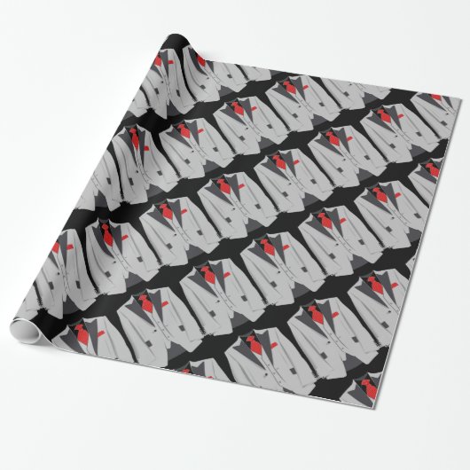 Gray Suit en rood Stropdas mannen Cadeaupapier (Uitgerold)