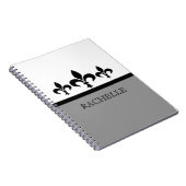 Gray Swanky Fleur De Lis Notitieboek (Rechterzijde)