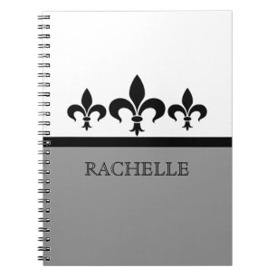 Gray Swanky Fleur De Lis Notitieboek