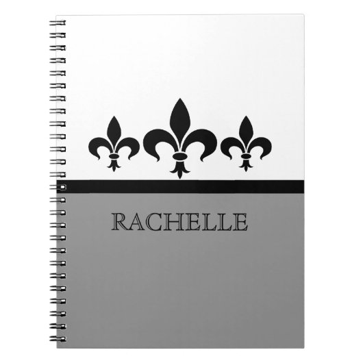 Gray Swanky Fleur De Lis Notitieboek (Voorkant)