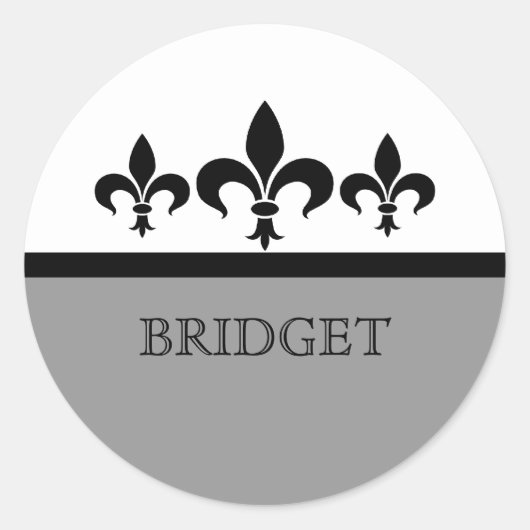Gray Swanky Fleur De Lis Stickers (Voorkant)