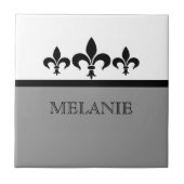 Gray Swanky Fleur De Lis Tegel Tegeltje (Voorkant)