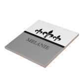 Gray Swanky Fleur De Lis Tegel Tegeltje (Zijkant)