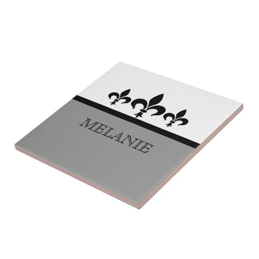 Gray Swanky Fleur De Lis Tegel Tegeltje (Zijkant)