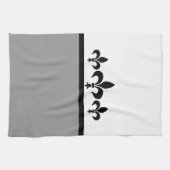 Gray Swanky Fleur De Lis Towel Theedoek (Horizontaal)