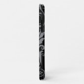 Gray Swirling Damask Pattern op Black Hoesje-Mate  Case-Mate iPhone Case (Achterkant/links)