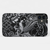Gray Swirling Damask Pattern op Black Hoesje-Mate  Case-Mate iPhone Case (Achterkant (horizontaal))