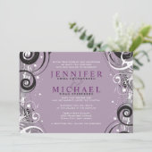 GRAY SWIRLS Joods huwelijksuitnodiging Kaart (Staand voorkant)