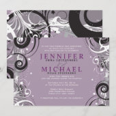 GRAY SWIRLS Joods huwelijksuitnodiging Kaart (Voorkant / Achterkant)