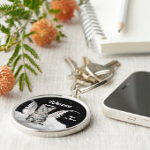 Gray Tabby Angel Cat Sweet Custom Sleutelhanger (Zijkant)