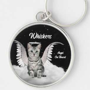Gray Tabby Angel Cat Sweet Custom Sleutelhanger